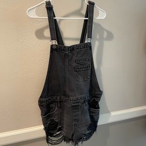 Blank NYC shredded black overalls